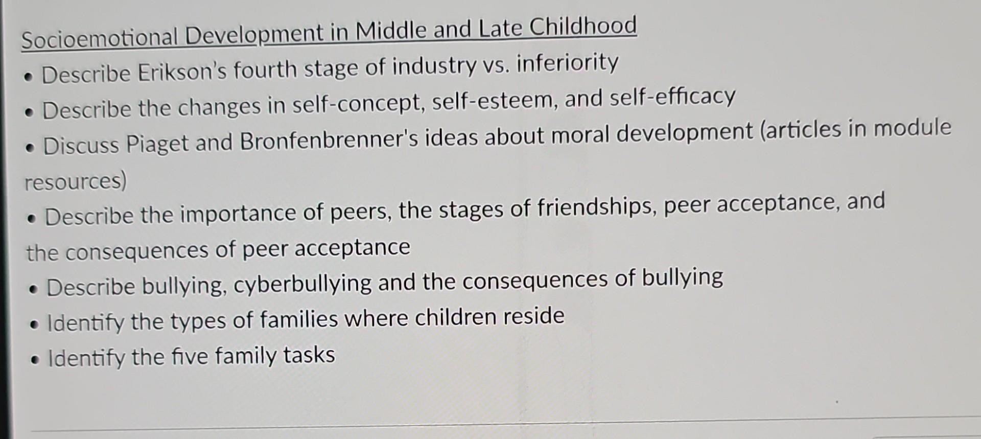 Solved Socioemotional Development in Middle and Late Chegg