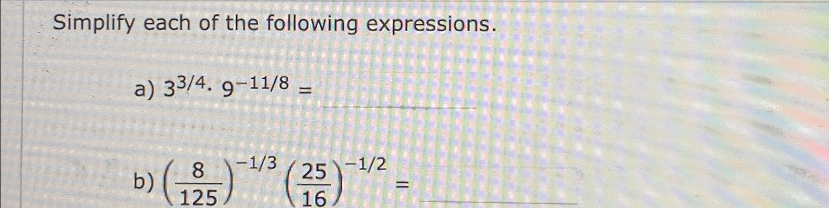 Solved Simplify each of the following | Chegg.com