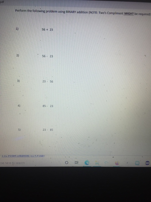 Solved od! Perform the following problem using BINARY | Chegg.com