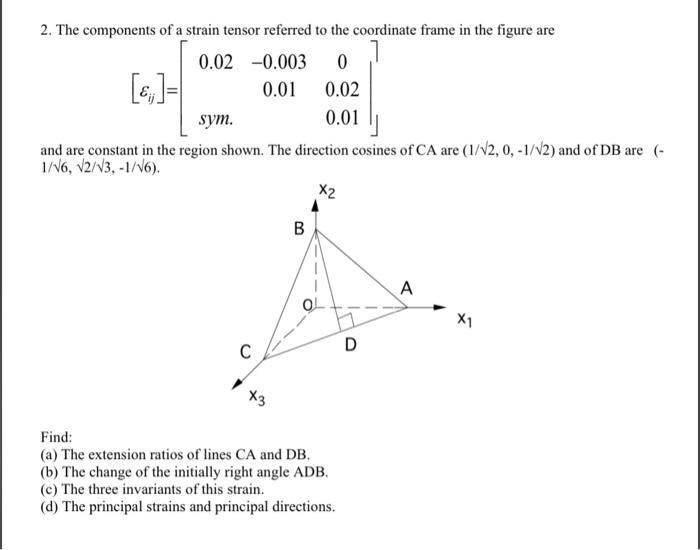 Solved 2. The Components Of A Strain Tensor Referred To The | Chegg.com