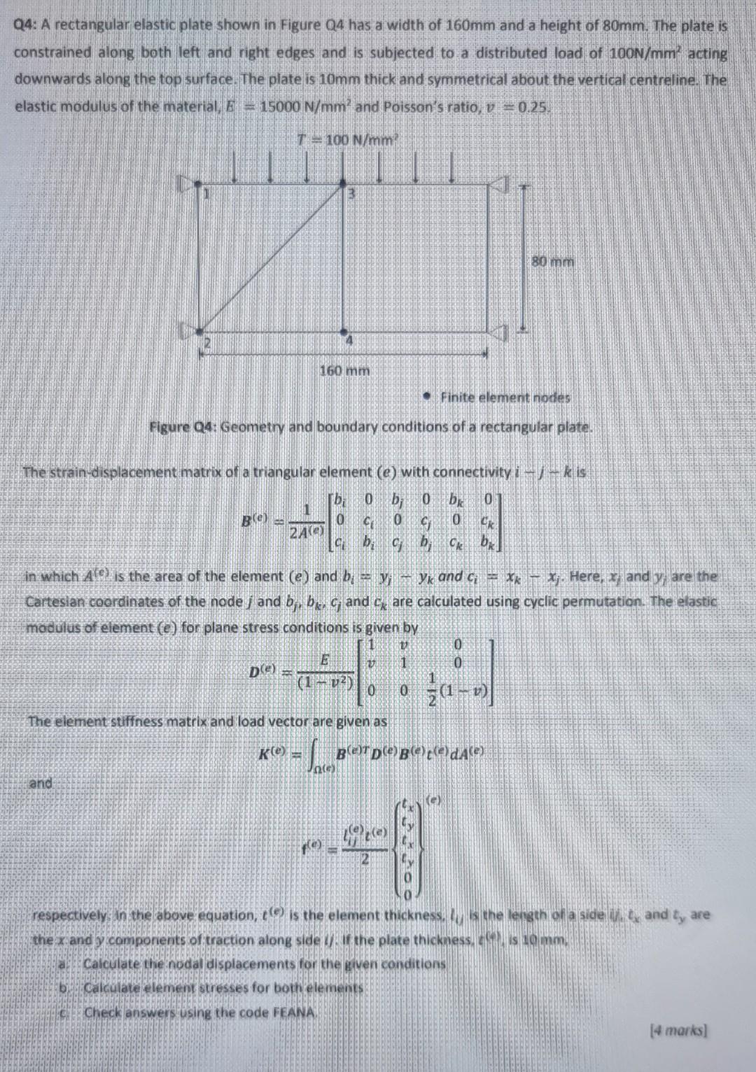Solved Q4: A rectangular elastic plate shown in Figure Q4 | Chegg.com
