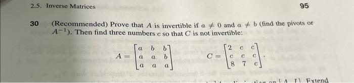 Solved (Recommended) Prove that A is invertible if a =0 and | Chegg.com