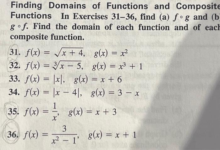 Solved Finding Domains Of Functions And Composite Functions | Chegg.com