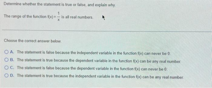 Solved Determine whether the statement is true or false, and | Chegg.com