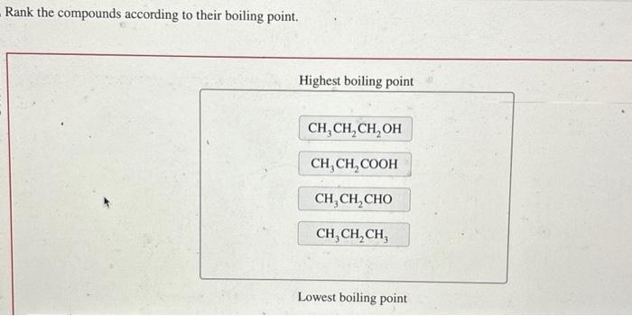 Solved Rank the compounds according to their boiling point. | Chegg.com