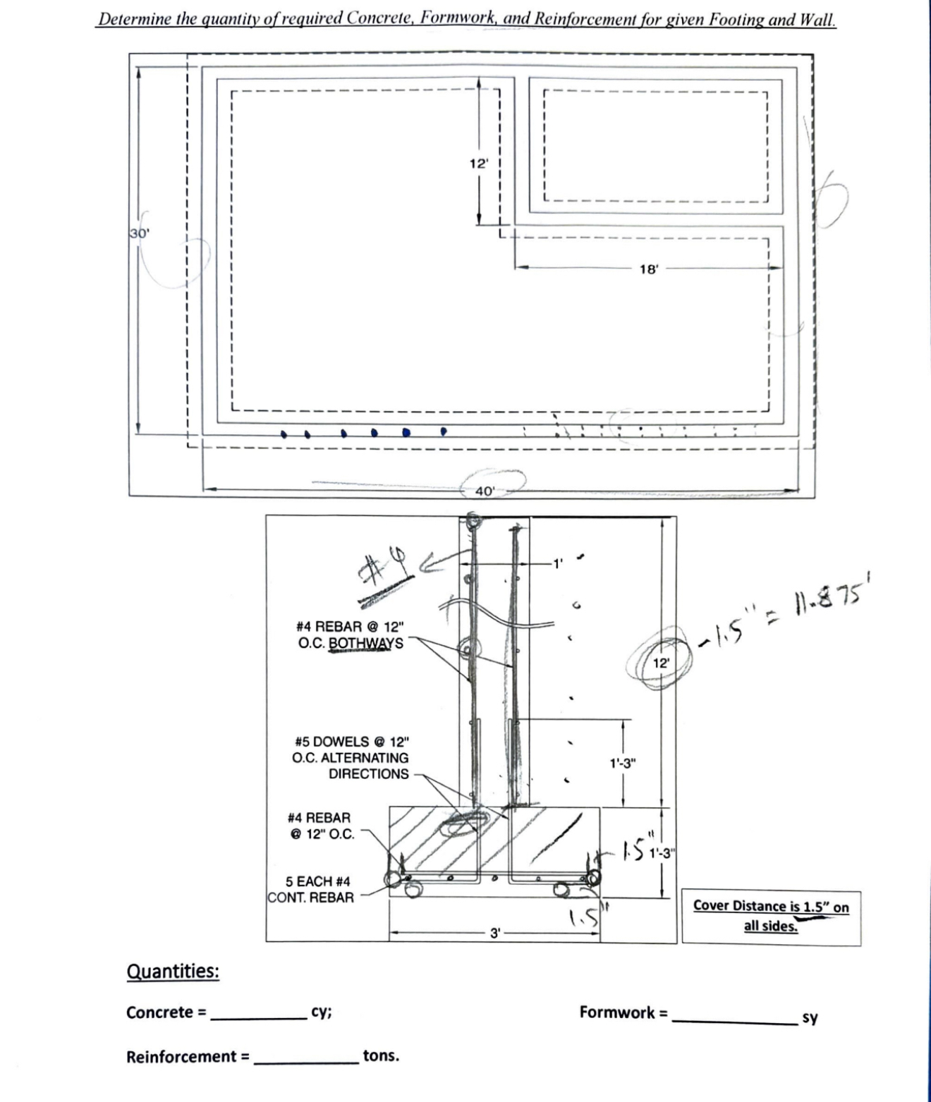 Solved Determine the quantity of required Concrete, | Chegg.com