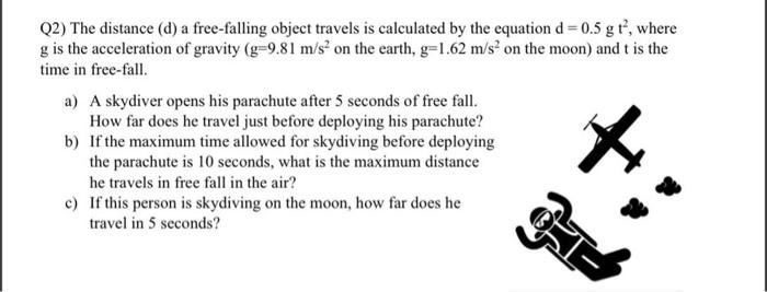 Solved Q2) The distance (d) a free-falling object travels is | Chegg.com