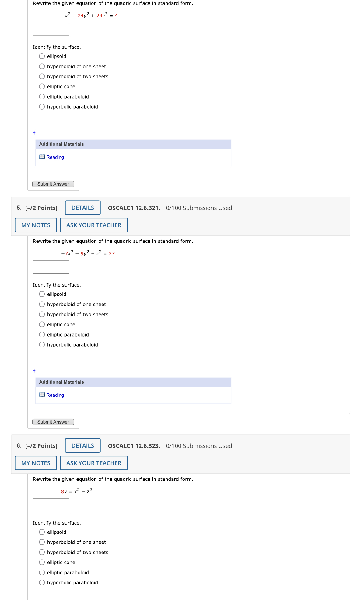 Solved Rewrite the given equation of the quadric surface in | Chegg.com