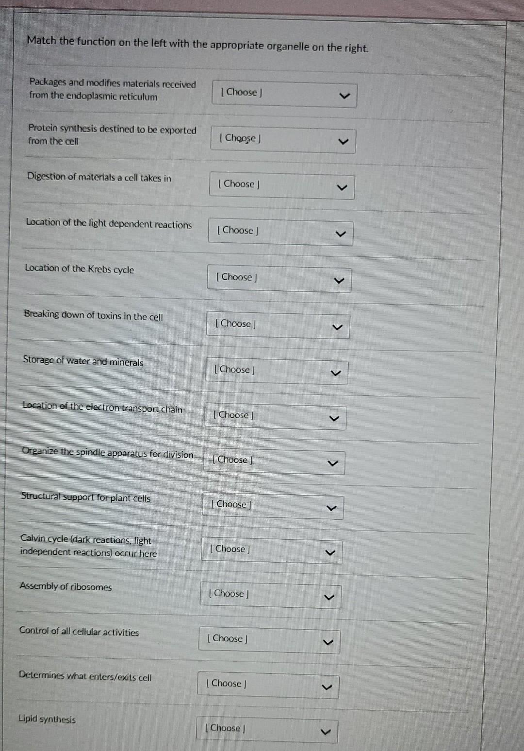 Match the function on the left with the appropriate | Chegg.com