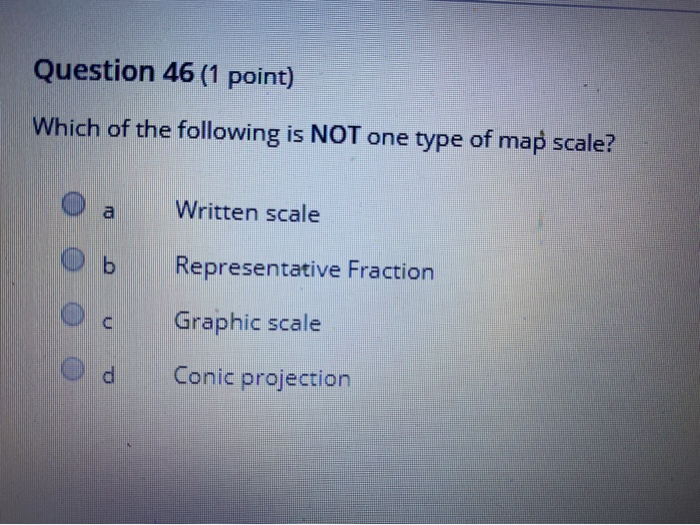 Written Scale Example Solved Question 46 (1 point) Which of the following is NOT | Chegg.com