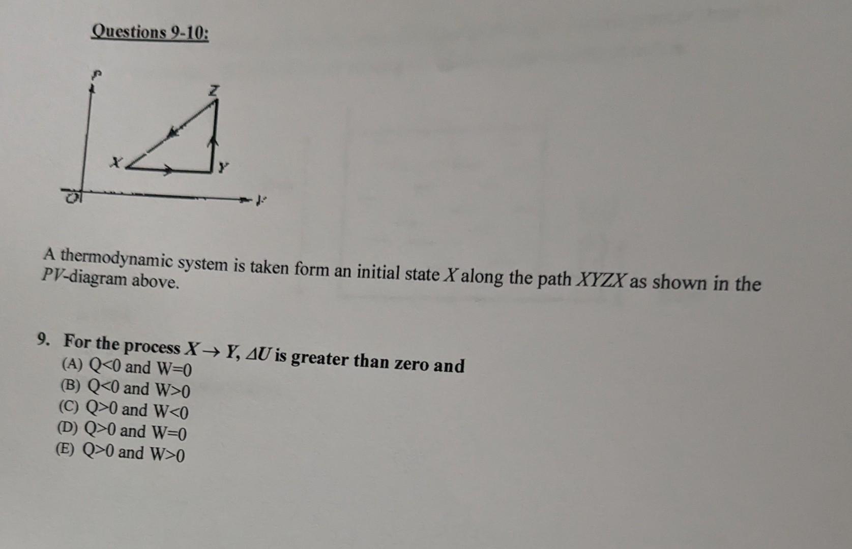 Solved Questions 9-10: A thermodynamic system is taken form | Chegg.com