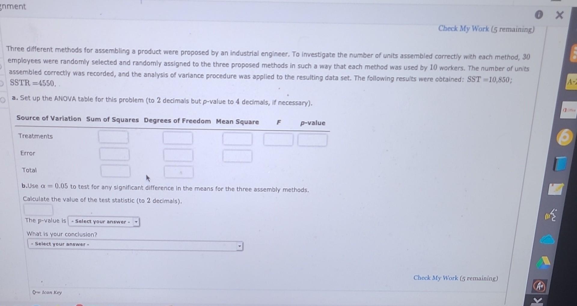 Solved Three different methods for assembling a product were