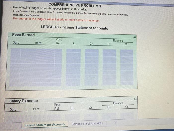 Solved Comprehensive Problem 1 Part 4 and Part 6: The | Chegg.com