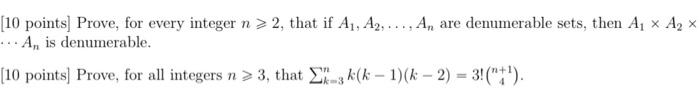 Solved [10 points) Prove, for every integer n > 2, that if | Chegg.com