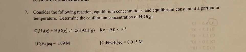 Consider the following reaction equilibrium Chegg