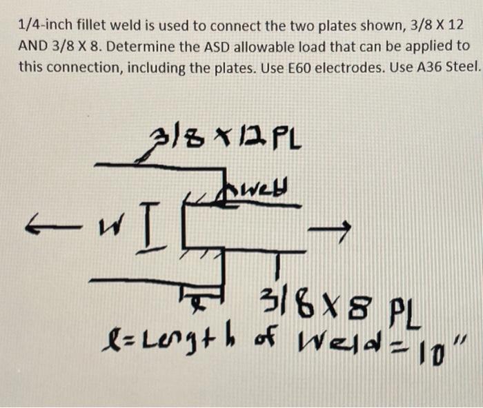 Solved 1/4-inch fillet weld is used to connect the two | Chegg.com