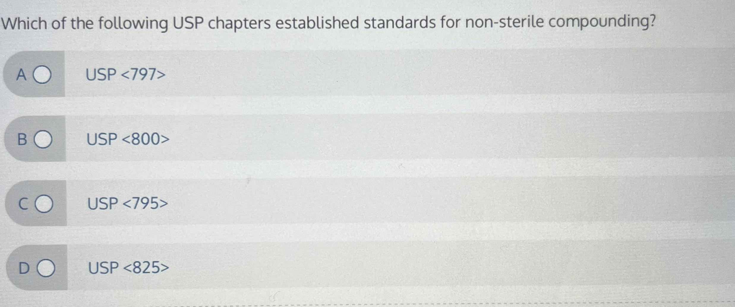 Solved Which of the following USP chapters established | Chegg.com