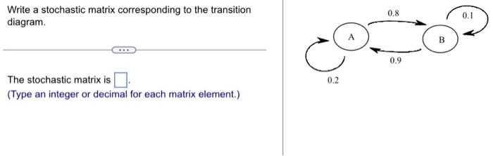 Solved Write a stochastic matrix corresponding to the | Chegg.com