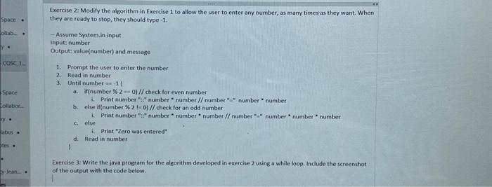 Exercise 2: Modify the algorithm in Exercise 1 to | Chegg.com