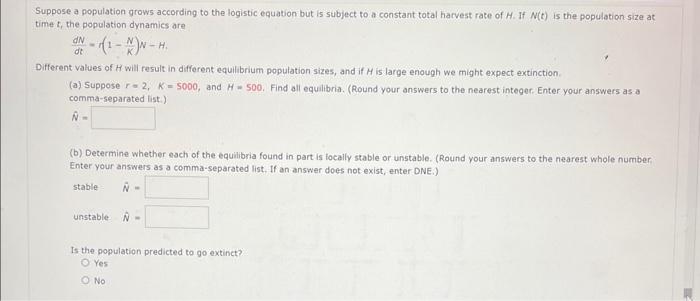 Solved Suppose a population grows according to the logistic | Chegg.com