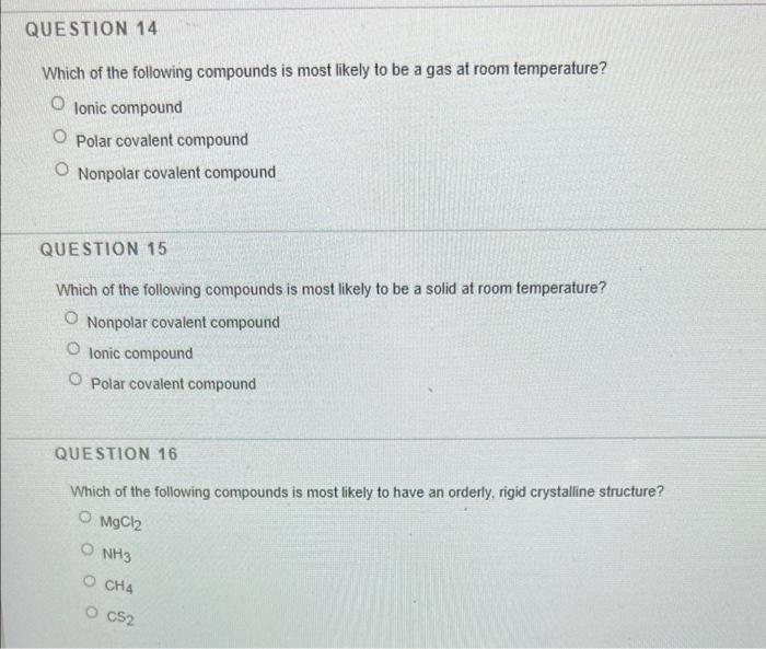 Solved QUESTION 14 Which of the following compounds is most | Chegg.com