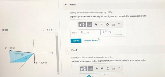 Solved Part A Specify the coordinato direction anglo aj of | Chegg.com