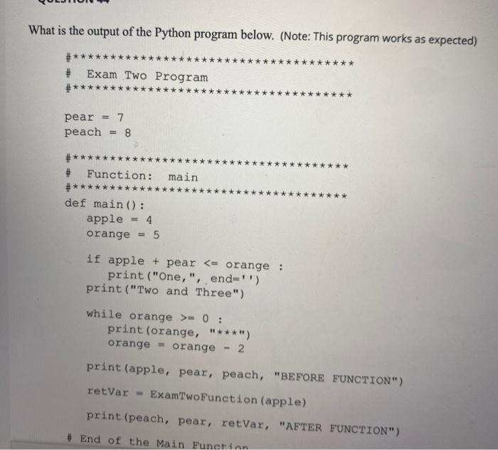 Solved What is the output of the Python program below. | Chegg.com