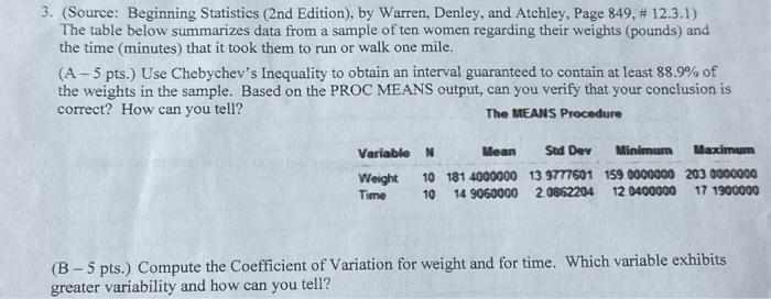 Solved 3. (Source: Beginning Statistics (2nd Edition), by | Chegg.com