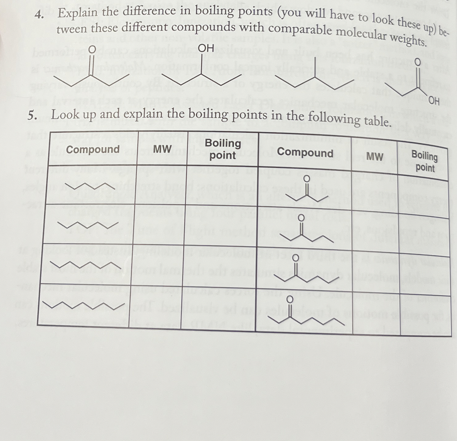 Solved Explain the difference in boiling points (you will | Chegg.com
