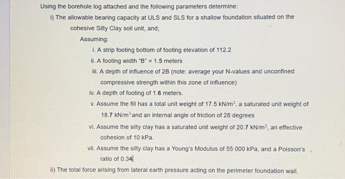 Solved Using The Borehole Log Attached And The Following | Chegg.com ...