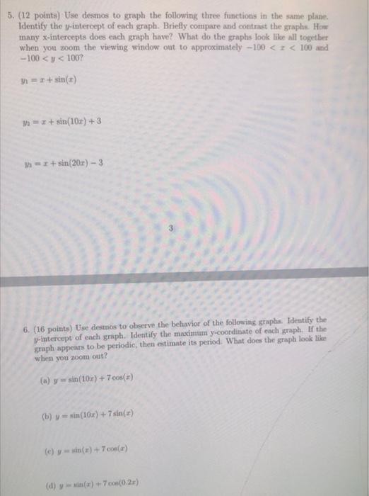 Solved 5. (12 points) Use desmos to graph the following | Chegg.com
