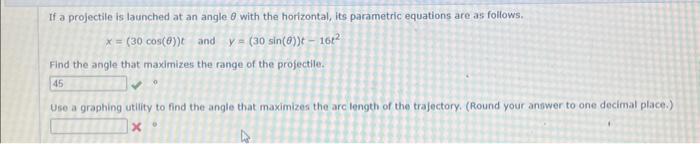 Solved If a projectile is launched at an angle θ with the | Chegg.com