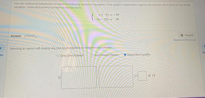 Solved Use the method of substitution to solve the following | Chegg.com