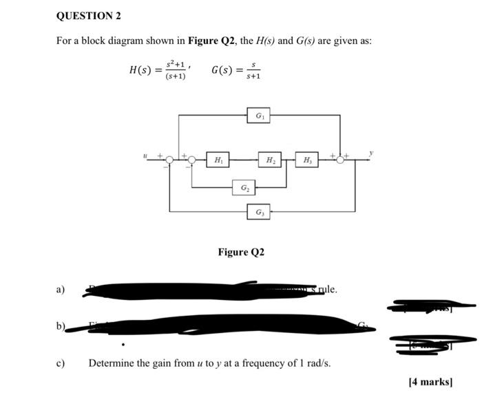Solved For a block diagram shown in Figure Q2, the H(s) and | Chegg.com