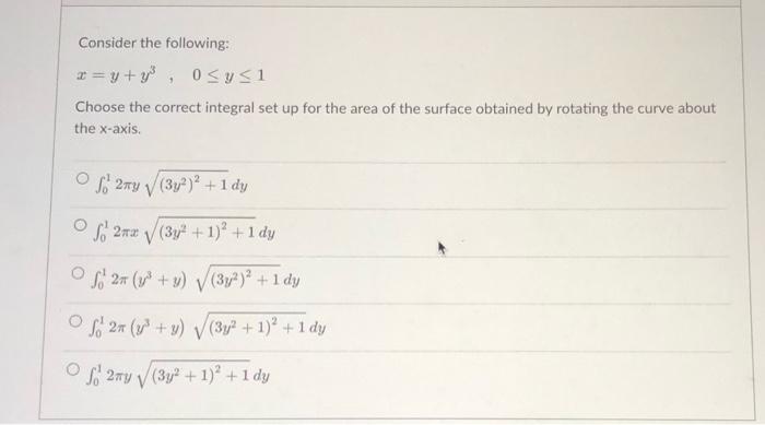 Solved Consider The Following: X = Y + Y3, 0 | Chegg.com