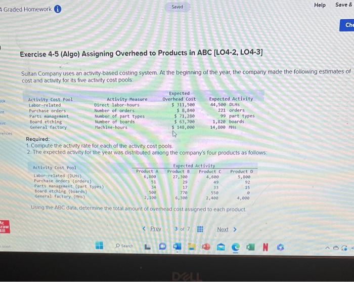 Solved Exercise 4.5 (Algo) Assigning Overhead to Products in | Chegg.com