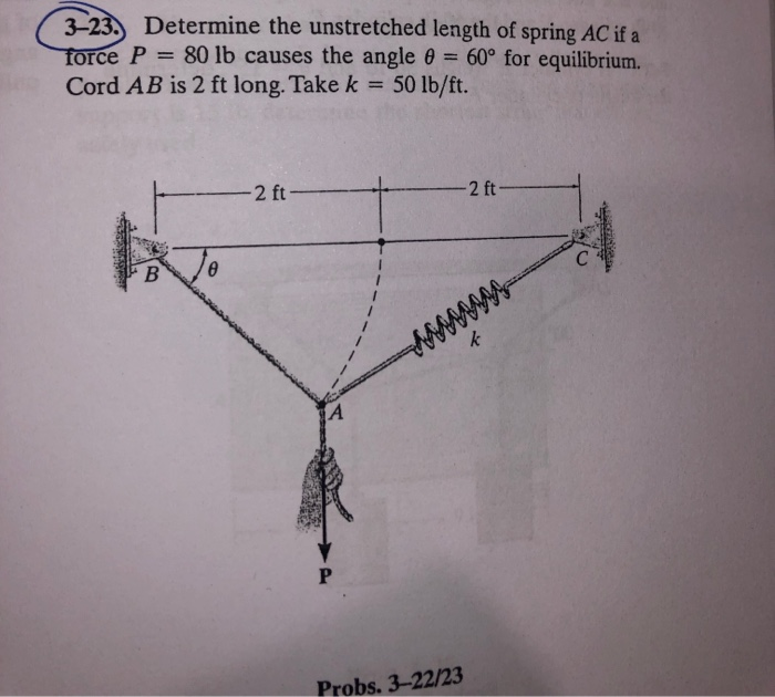 Determine The Unstretched Length Of Spring Ac Solved (3-23. Determine the unstretched length of spring AC | Chegg.com