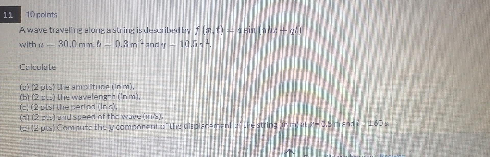Solved 11 10 points A wave traveling along a string is | Chegg.com