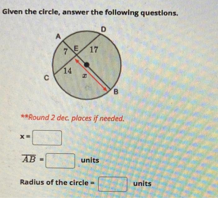 Solved Given the circle, answer the following questions. D А | Chegg.com
