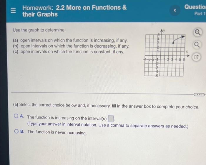 Solved Homework: 2.2 More on Functions & their Graphs Use | Chegg.com