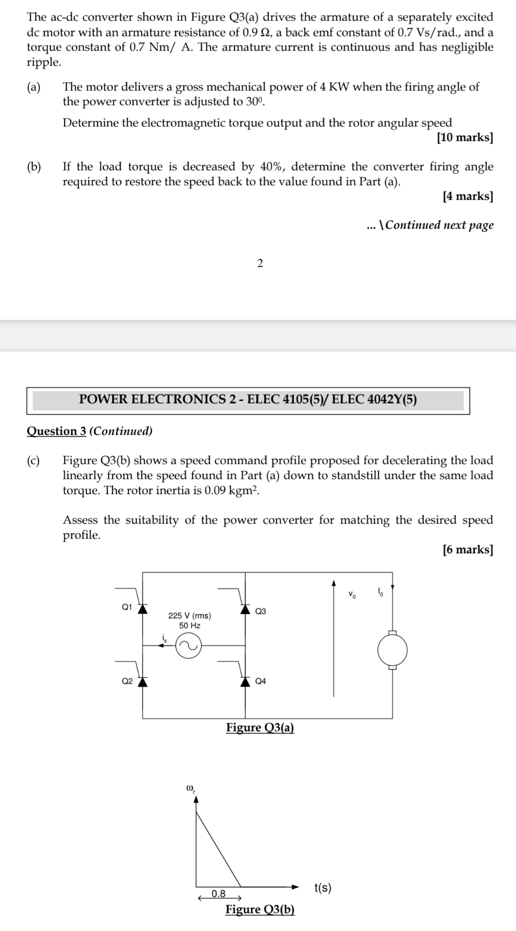 Solved The ac-dc converter shown in Figure Q3(a) drives the | Chegg.com