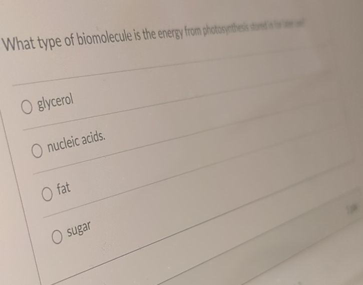 Solved What type of biomolecule is the energy from
