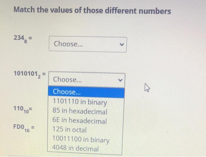 Solved Match the values of those different numbers 234g = | Chegg.com