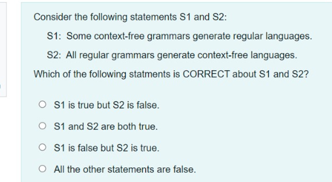 High Quality SOLUTION Consider the following statements S1 ﻿and S2:S1 ...