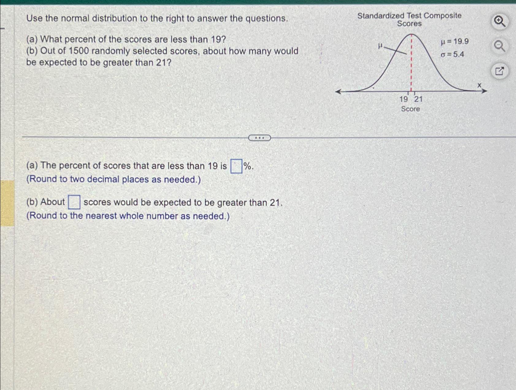 Solved Use the normal distribution to the right to answer | Chegg.com