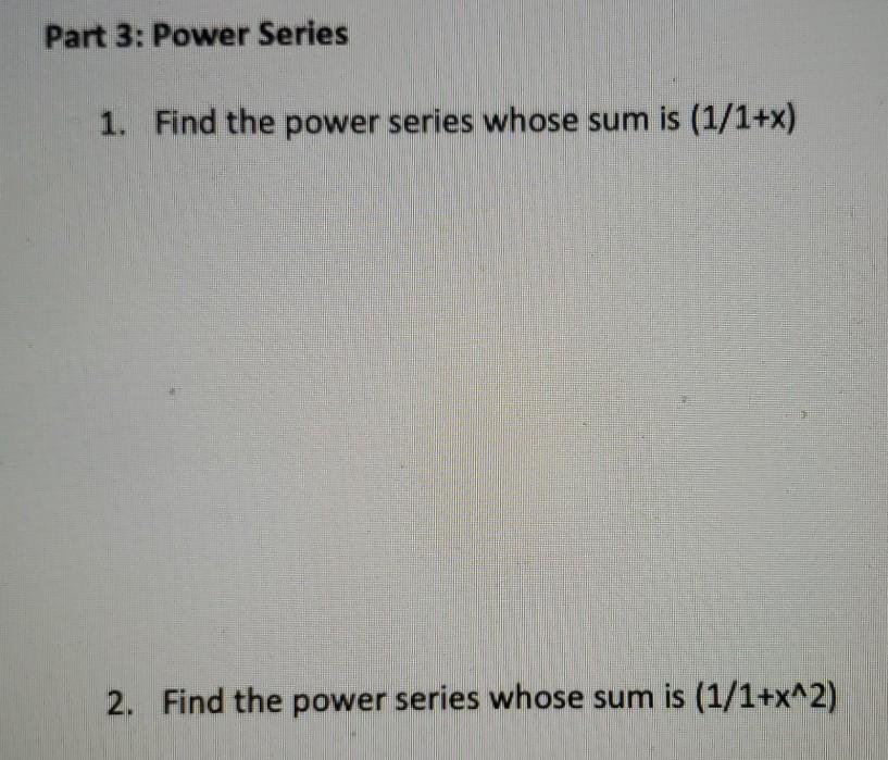 how do you find the sum of a power series