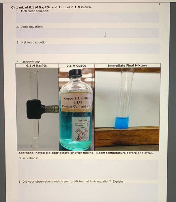 Solved C) 1 ML Of 0.1 M Na3PO4 And 1 ML Of 0.1 M CuSO4. 1. | Chegg.com