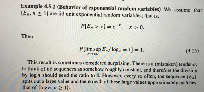 Solved Example 4.5.2 (Behavior of exponential random | Chegg.com