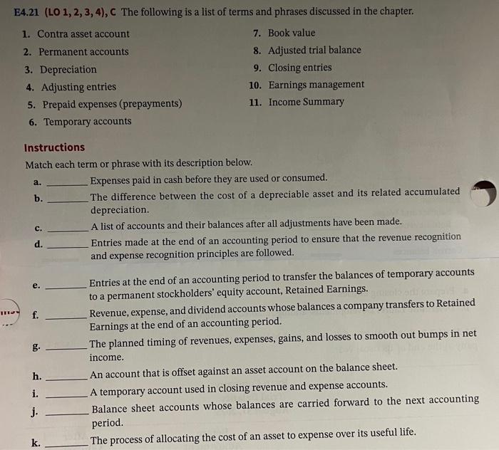 Solved Match each term or phrase with its description below. | Chegg.com