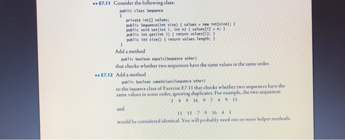Solved ..E7.11 Consider the following class: public class | Chegg.com